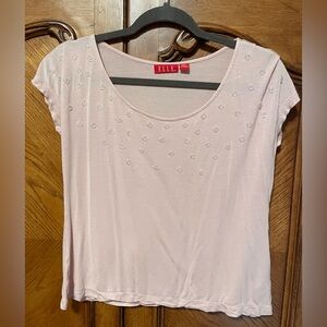 ELLE Women’s Pink Beaded Design Blouse Top Size Medium